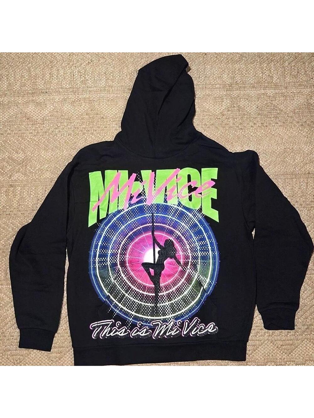 Evil Vice Neon Graphic Hoodie Black XL NWOT